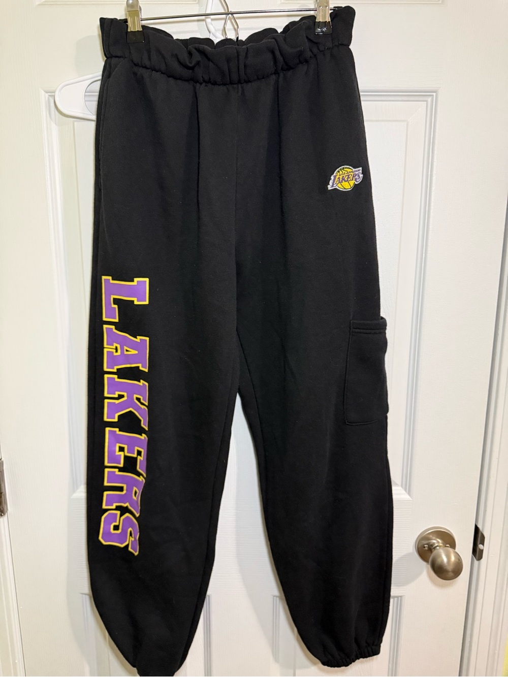 NBA Black Sweatpants with Purple and Gold Lakers Graphics